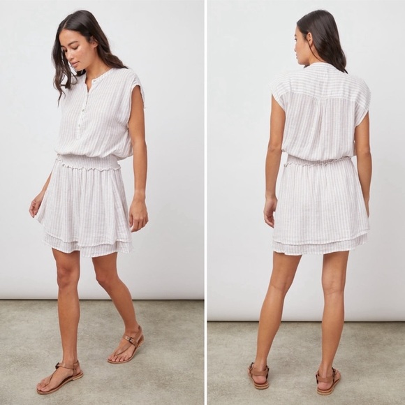 Rails NWOT Angelina Dress White Shadow Stripe Cotton Large - Picture 4 of 16